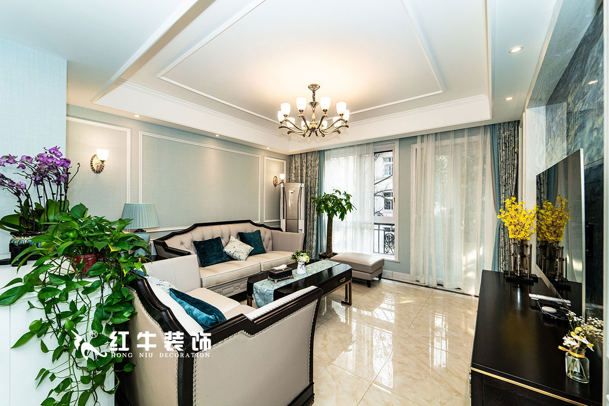 【实景案例】陶阳_月牙湖花园-145㎡-简美轻奢风格_3室2厅1卫_全包18万01客厅